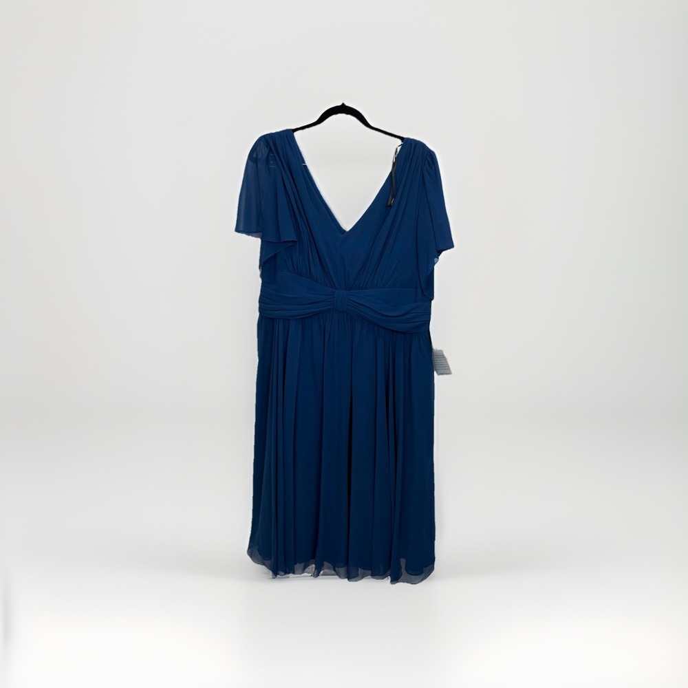 NWT Suzi Chin For Maggy Boutique Blue Womens 16W Polyester Short Sleeve Dress